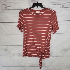 1.4.3. Story by Line Up Striped Tie-Front Top Sz Med
